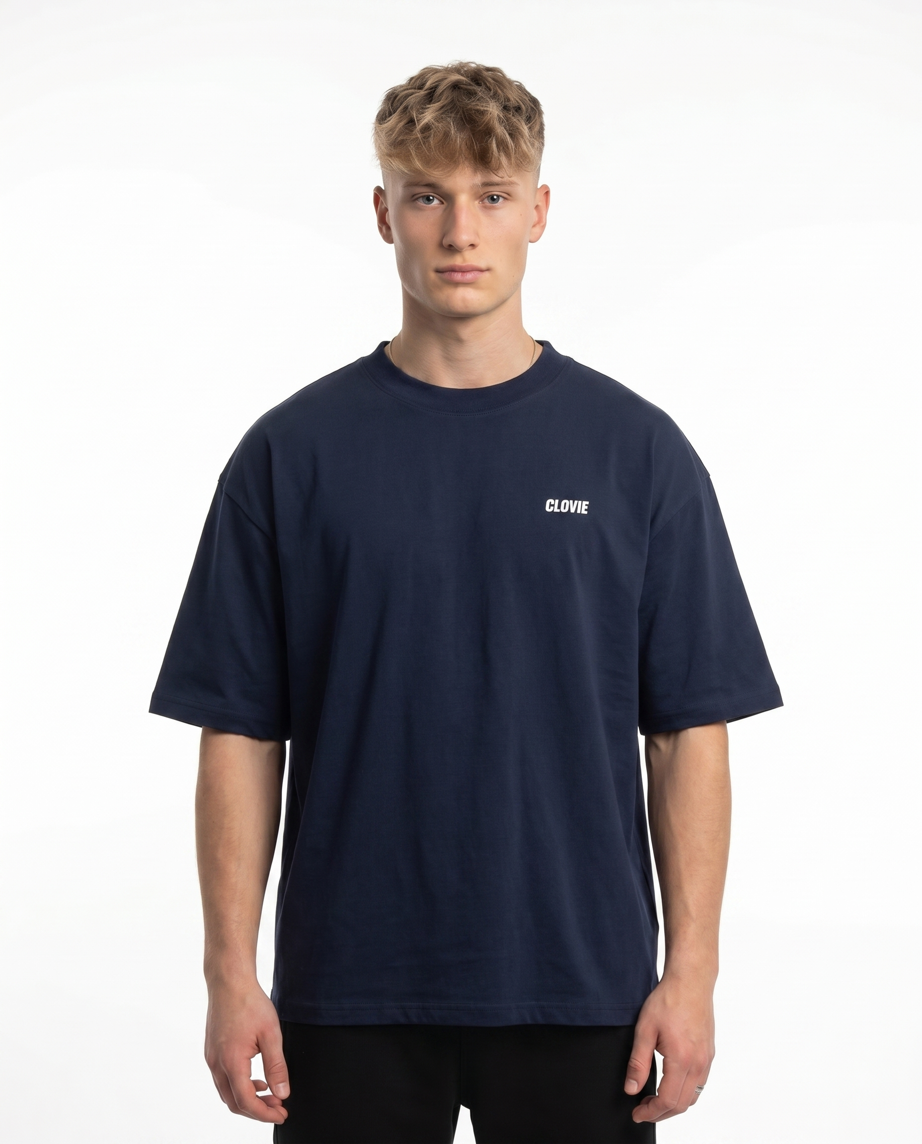 Dream big Oversized Tee Navy - model front print (French Navy reuse)