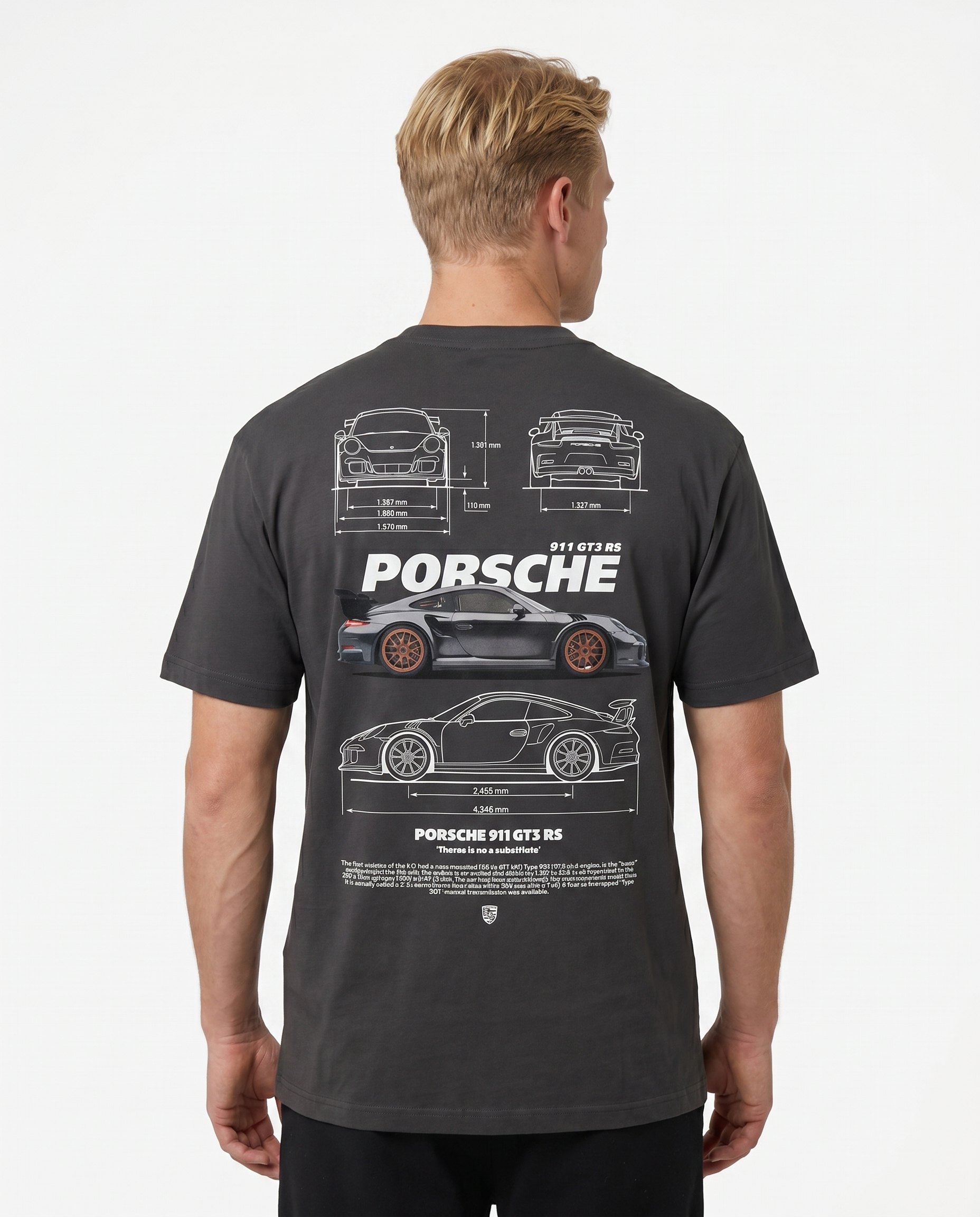 Porsche 911 GT3 RS Standard Tee India Ink Grey Rueckansicht