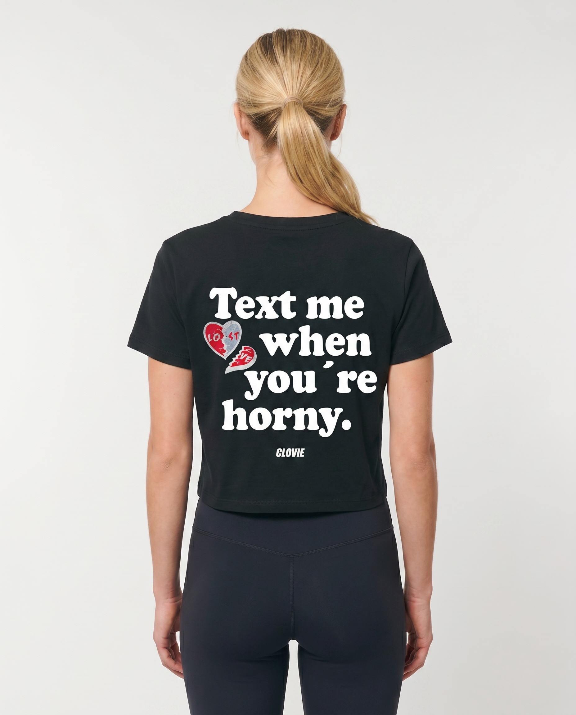 Text me Cropped Tee Black Rueckansicht