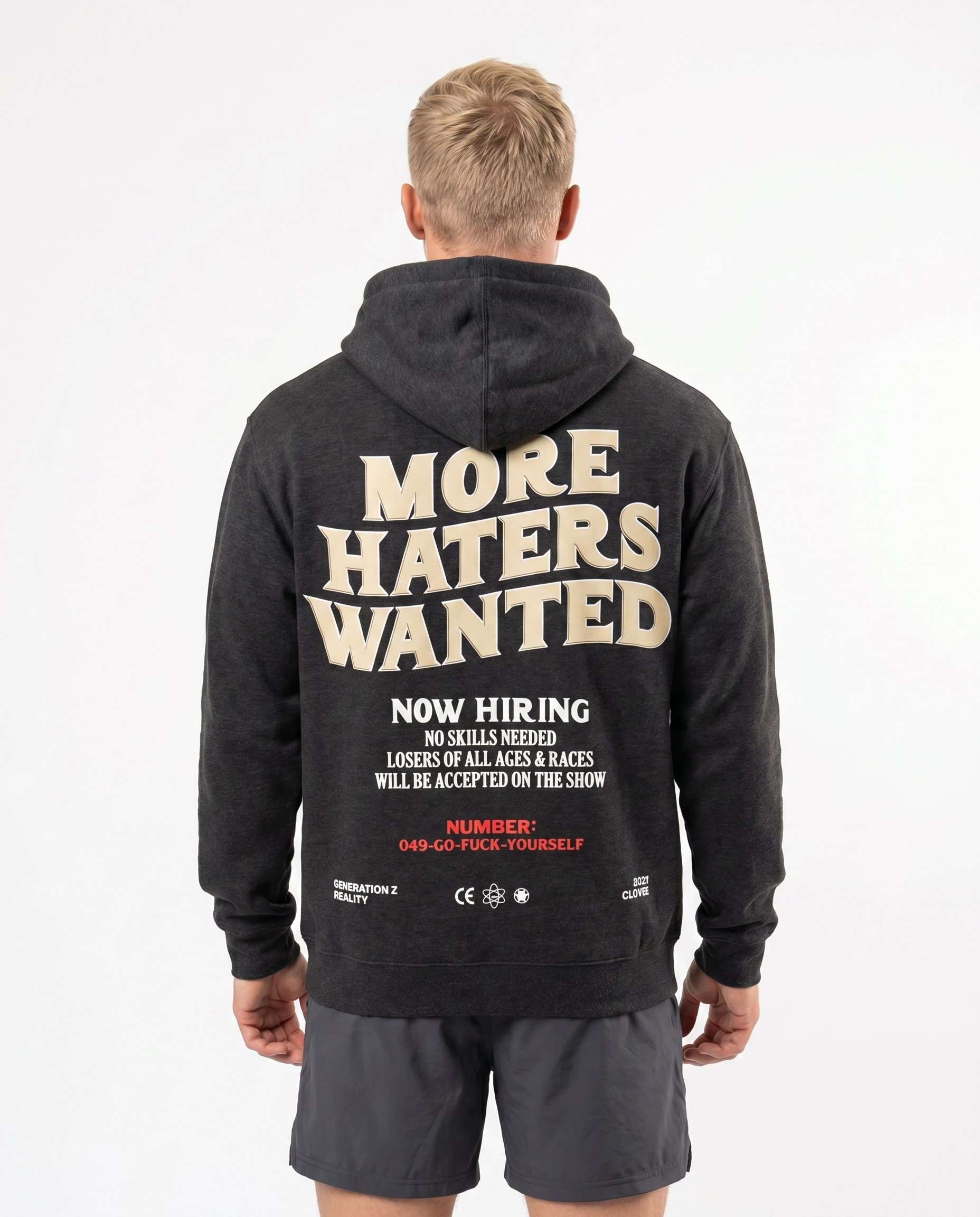 More haters wanted Hoodie Charcoal Heather Rueckansicht