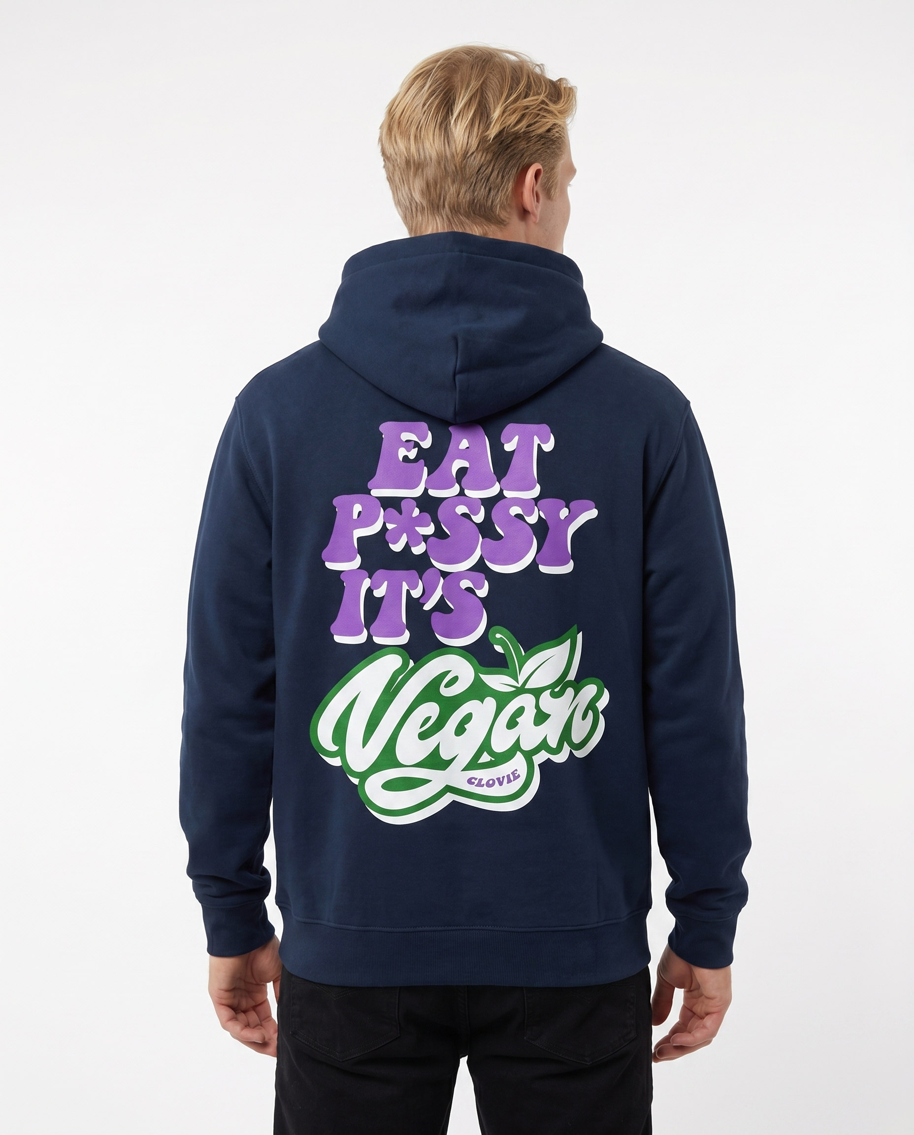 Eat pssy vegan Hoodie New French Navy Rueckansicht