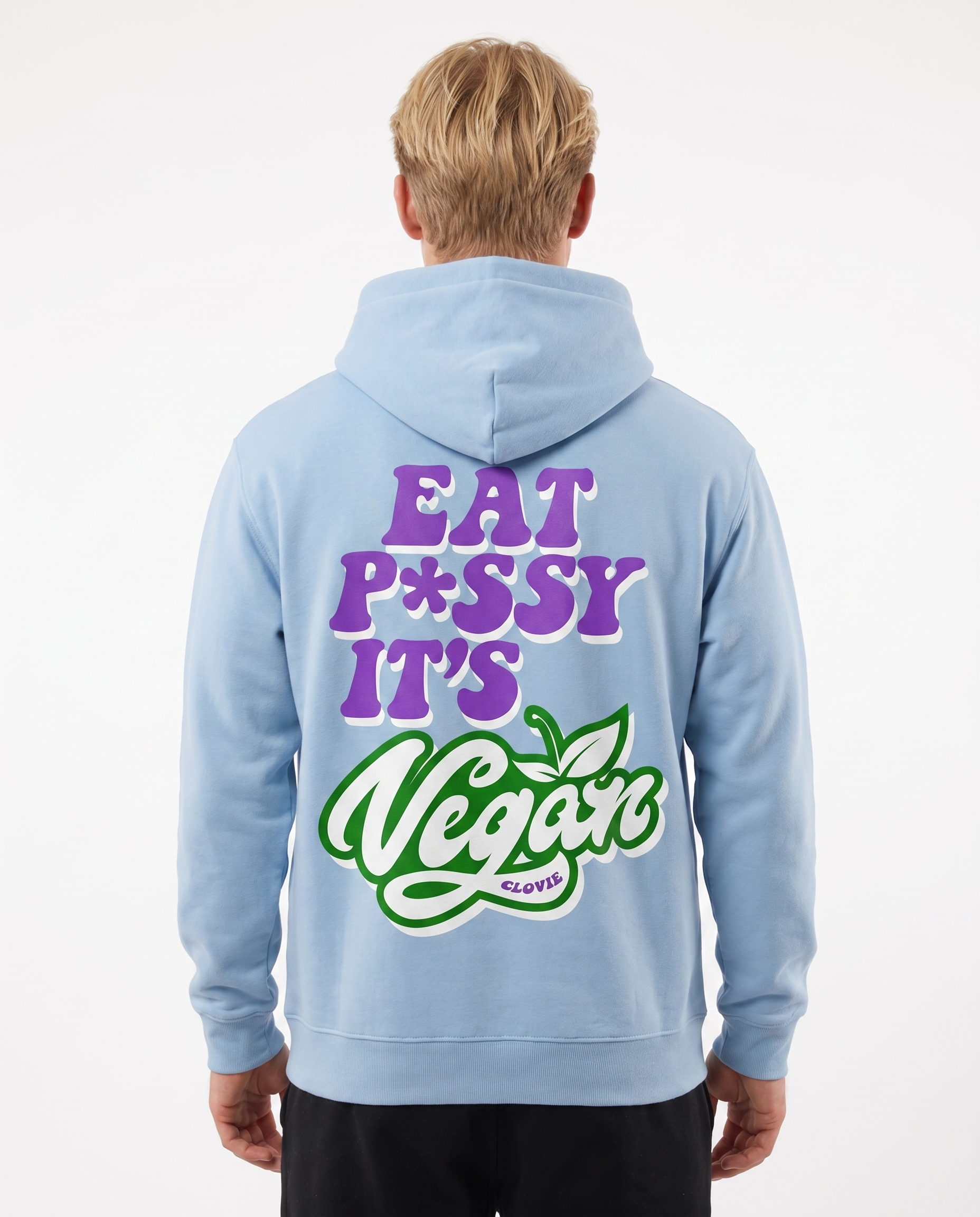 Eat pssy vegan Hoodie Sky Blue Rueckansicht