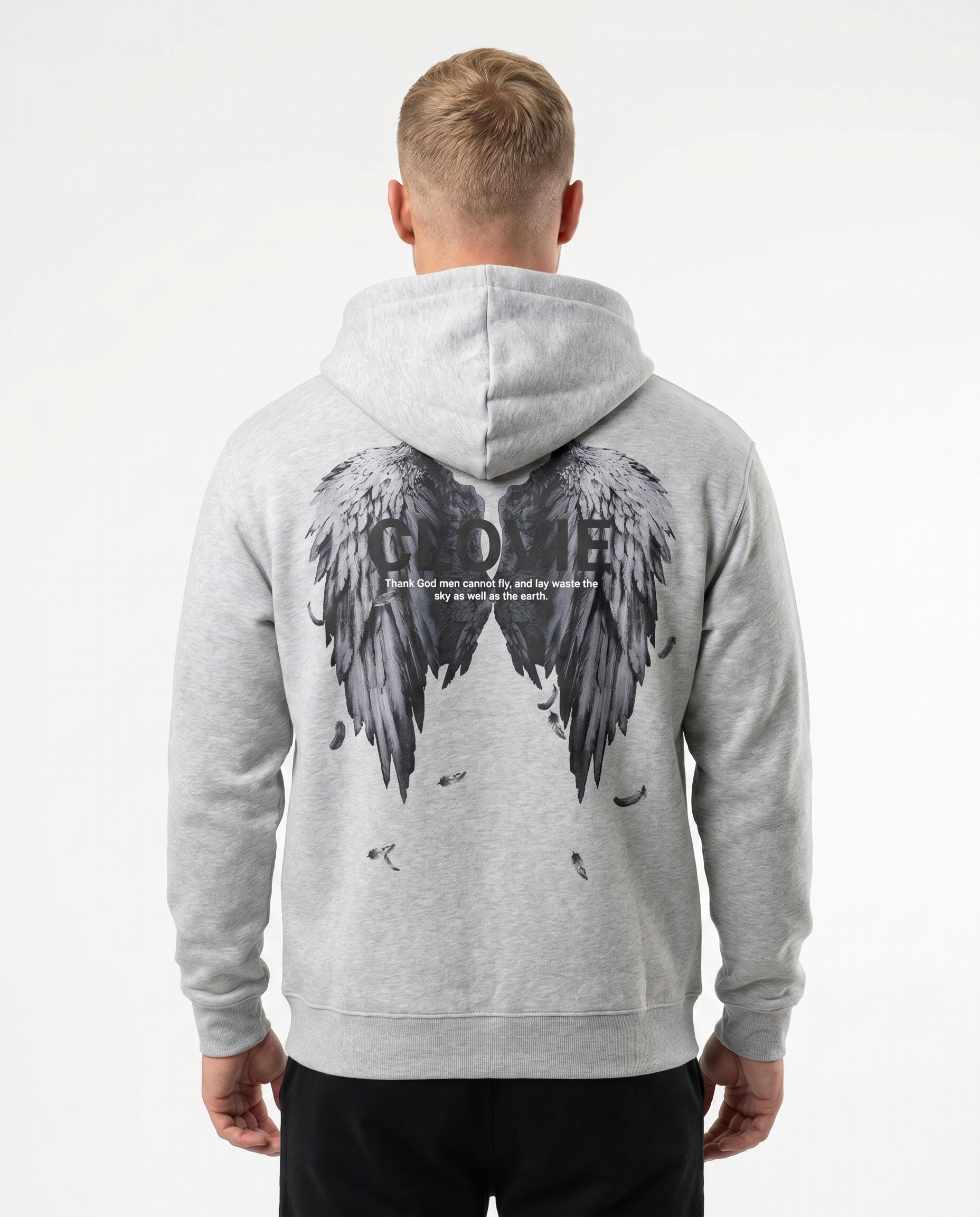 Angel wings Hoodie Heather Grey Rueckansicht