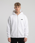 Porsche 911 GT3 RS Oversized Zip Hoodie White - model front CLOVIE (reuse OVS Zip library)