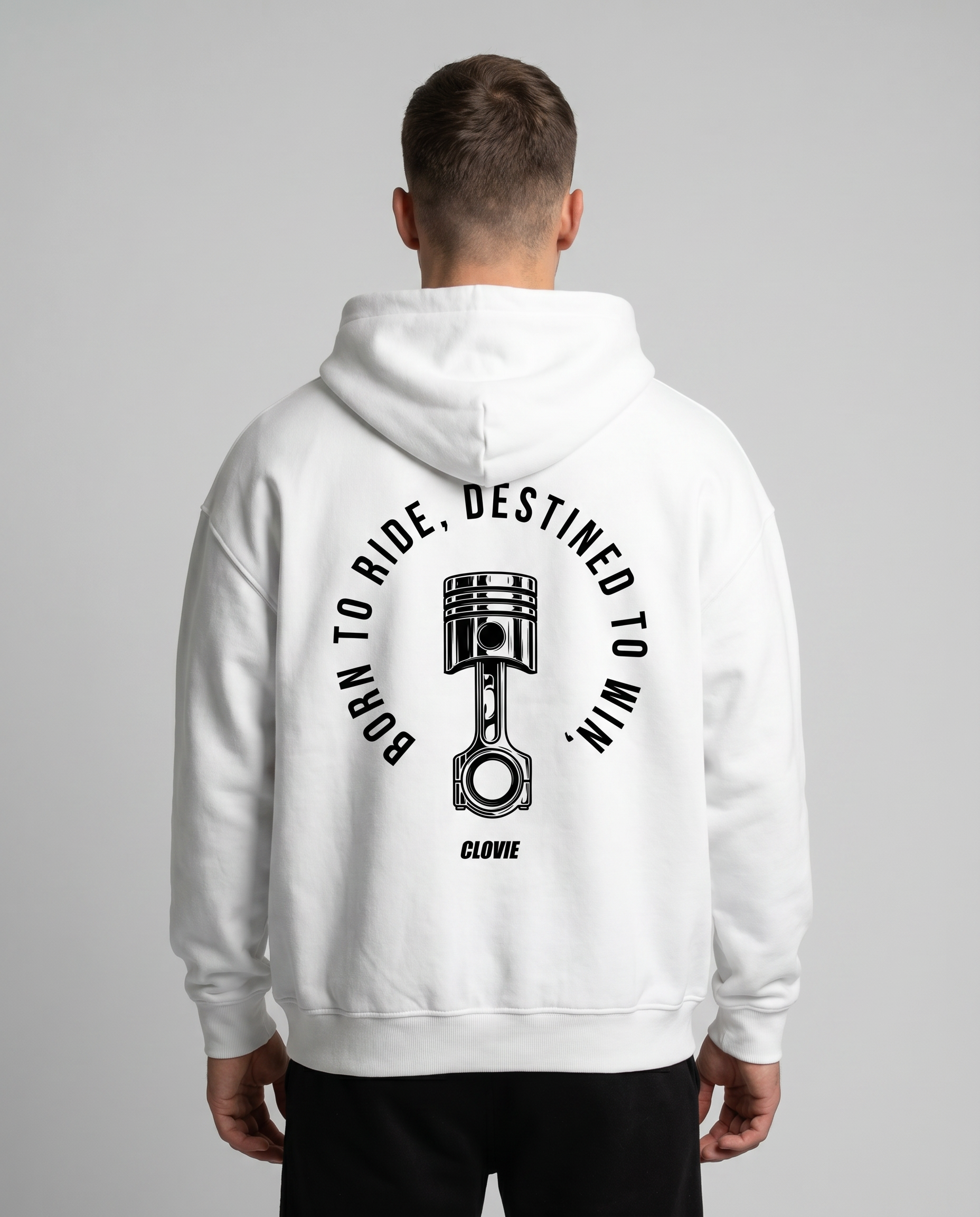 Born to ride Zip White Back