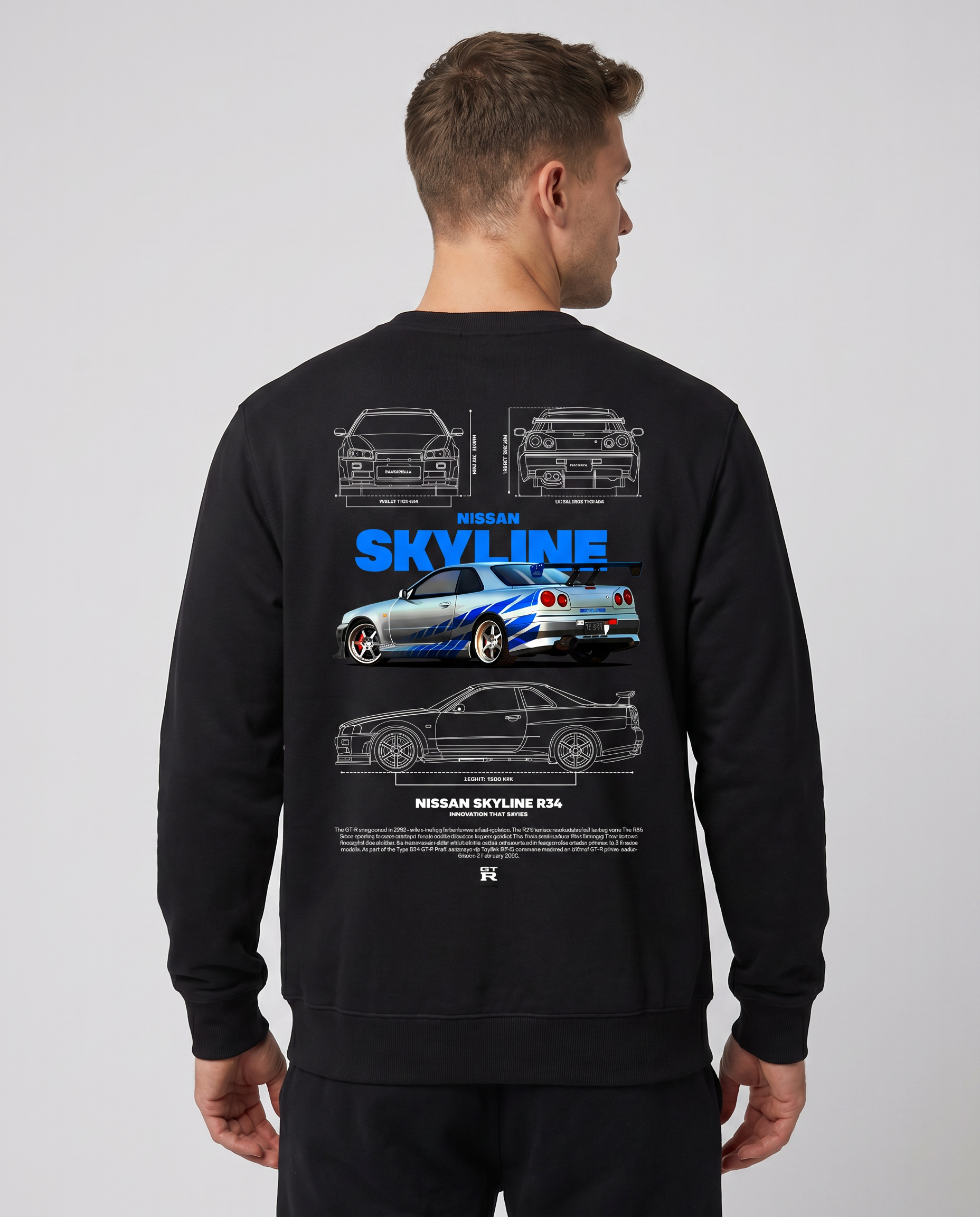 Nissan R34 Sweater Black Back