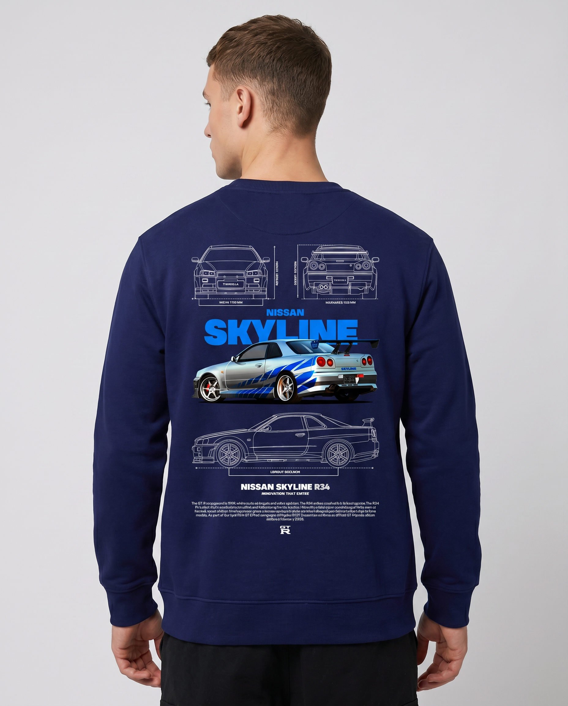 Nissan R34 Sweater Navy Back