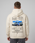 Nissan R34 OVS Hoodie White Sand Back