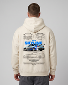 Nissan R34 OVS Hoodie White Sand Back