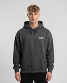 I am allergic to police Hoodie Charcoal Heather - model front (reuse Nissan R34 CLOVIE italic)