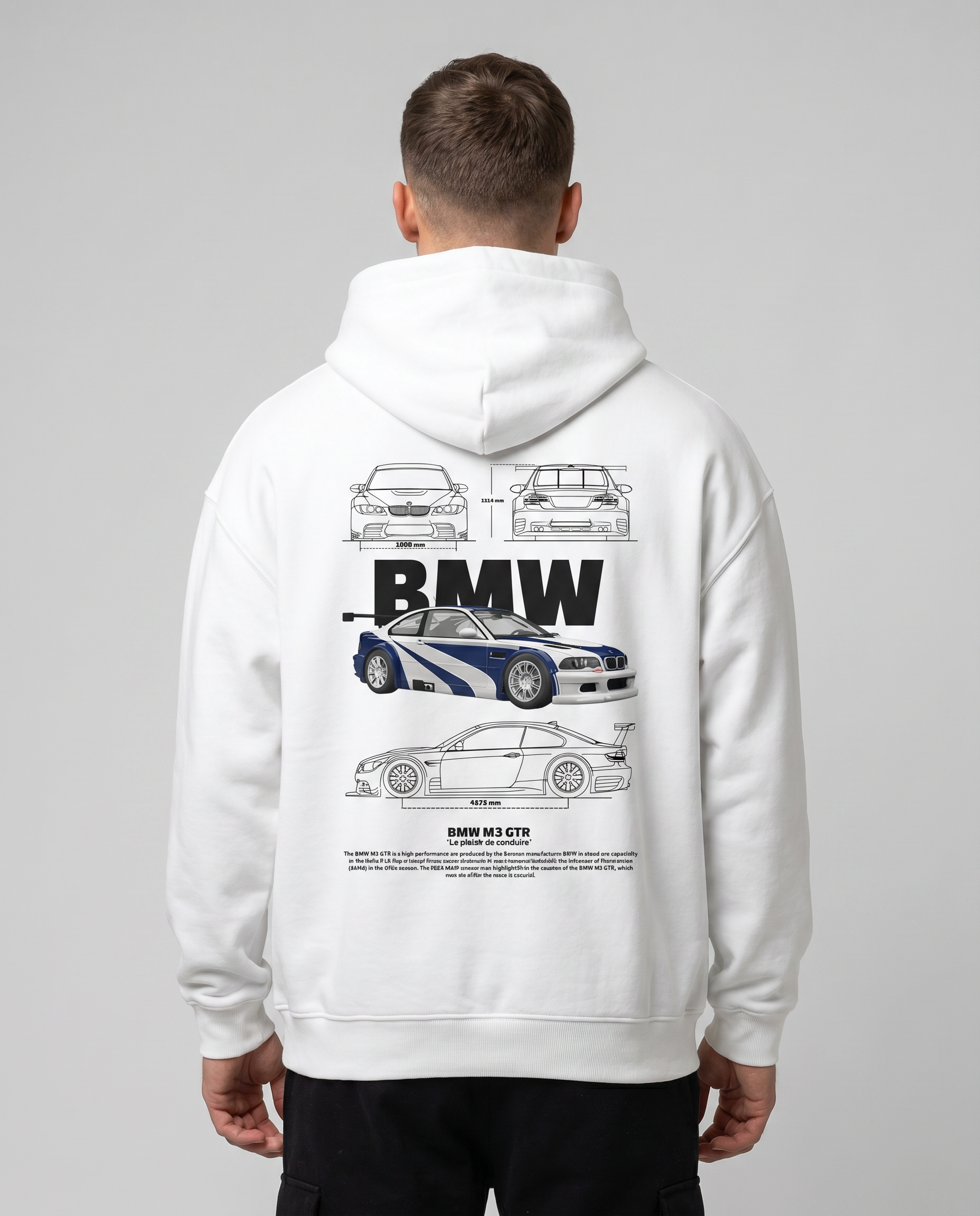 BMW M3 GTR OVS Zip White - model back print (reused OVS Hoodie)