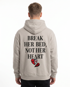 Break her bed not her heart OVS Hoodie Light Asphalt - model back print (restored hf_27.05)