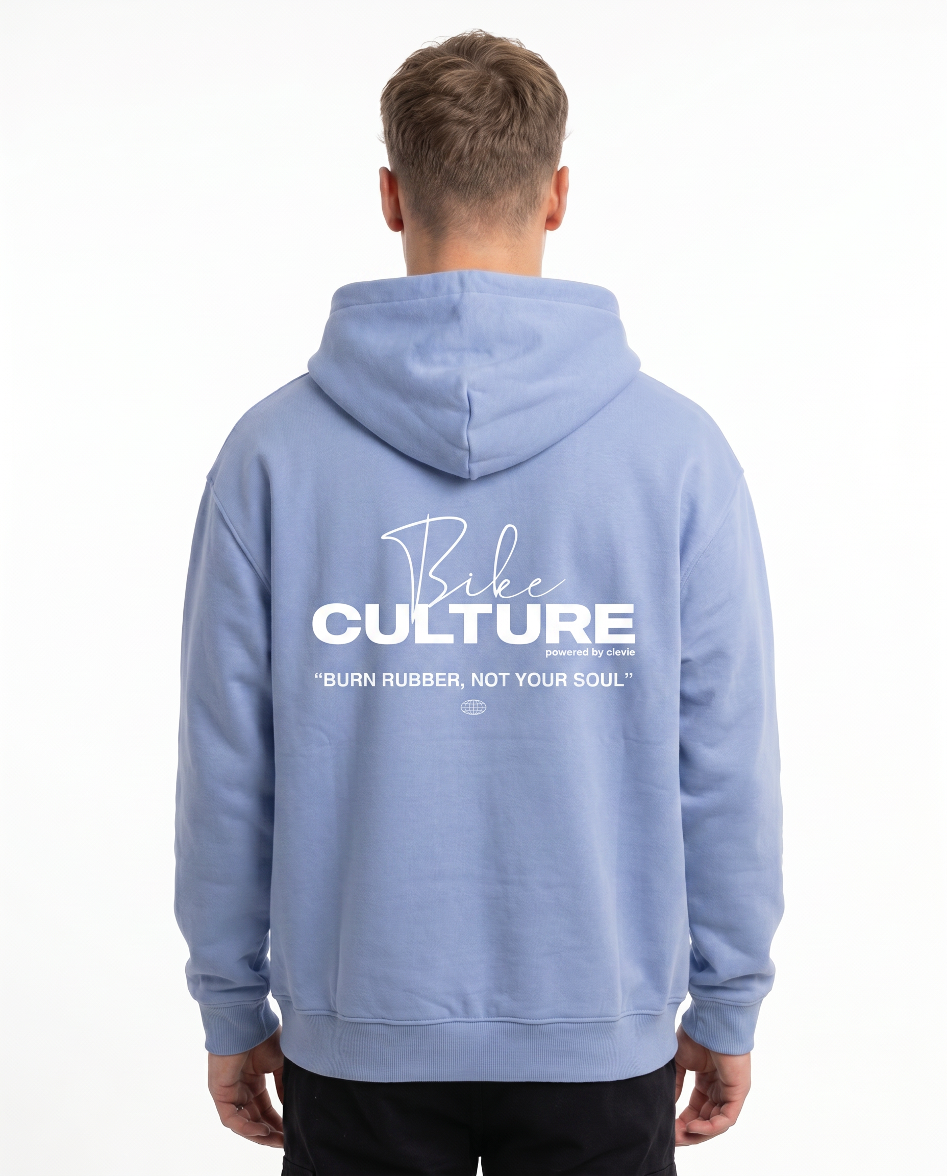 Bike culture OVS Zip Powder Blue - model back print