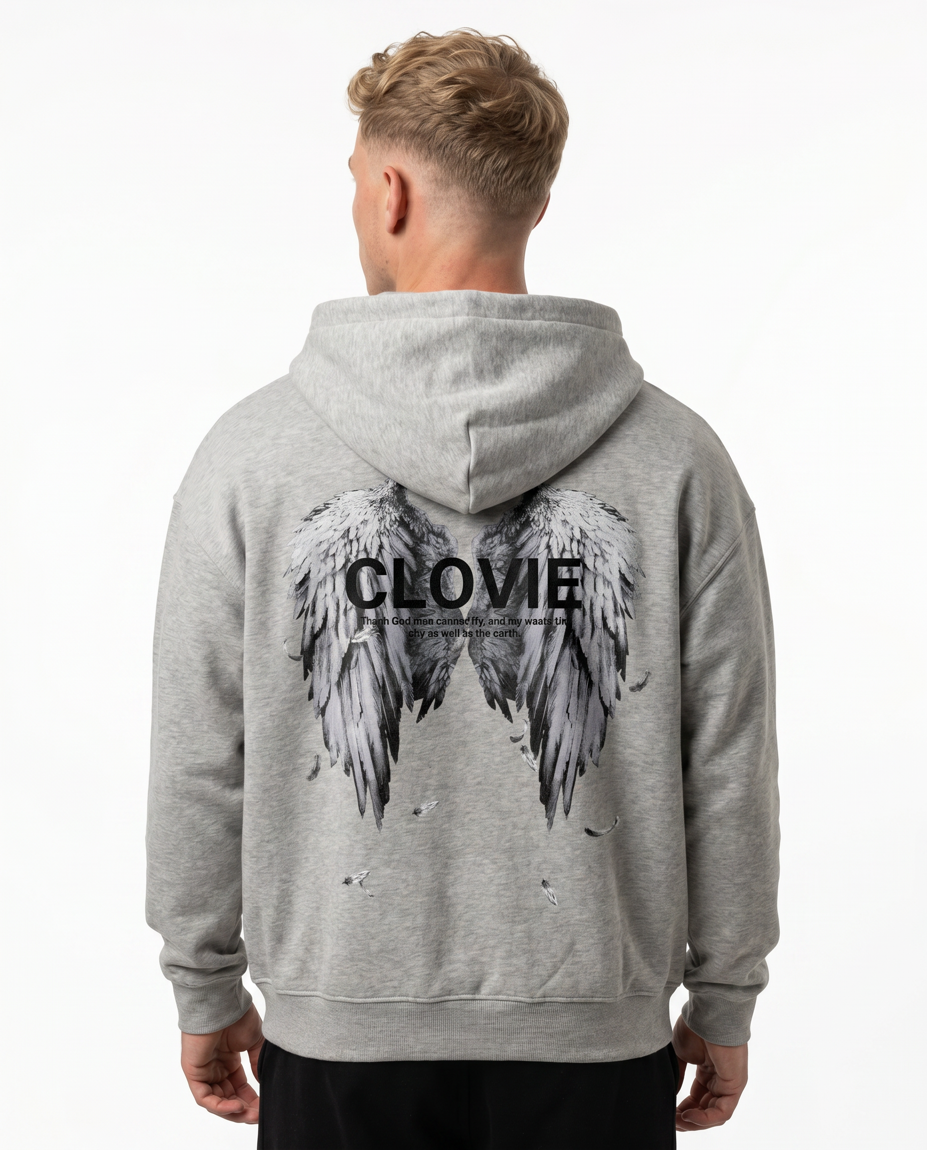 Angel wings OVS Zip Light Asphalt - model back print