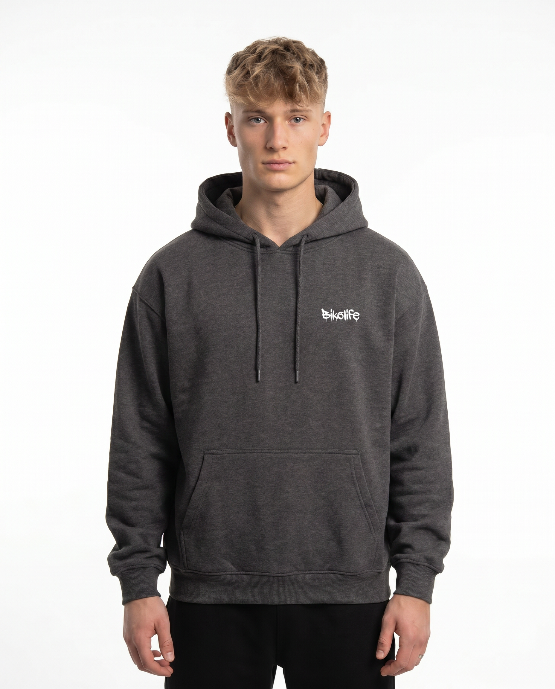 Bikelife Hoodie Charcoal Heather - model front