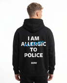 I am allergic to police Hoodie Jet Black - model back print