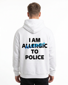 I am allergic to police Hoodie Arctic White - model back print
