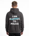 I am allergic to police Hoodie Charcoal Heather - model back print