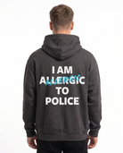 I am allergic to police Hoodie Charcoal Heather - model back print
