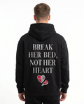 Break her bed not her heart Hoodie Jet Black - model back print