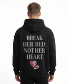 Break her bed not her heart Hoodie Jet Black - model back print