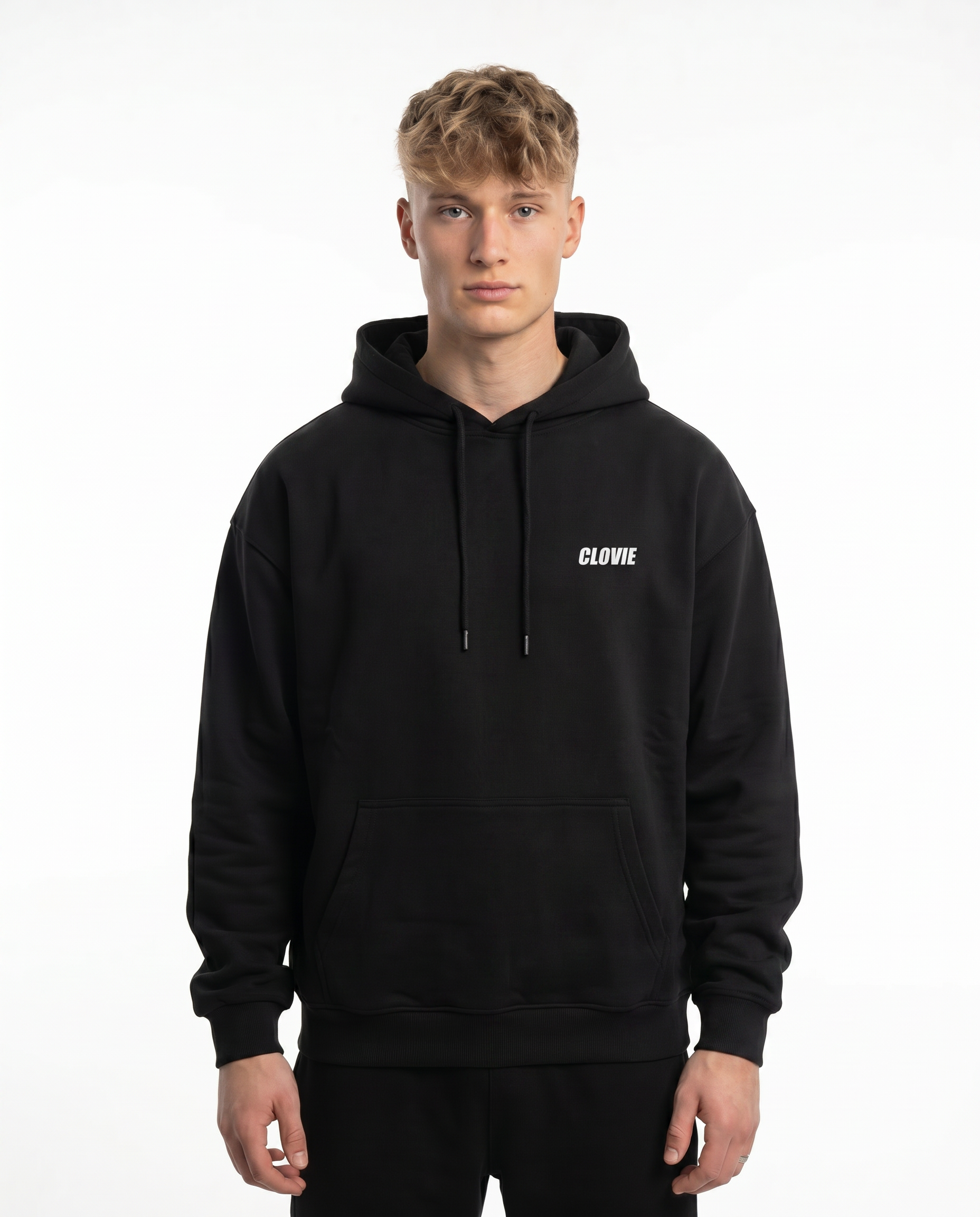 Break her bed not her heart Hoodie Jet Black - model front
