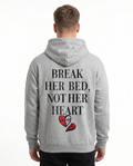 Break her bed not her heart Hoodie Heather Grey - model back print