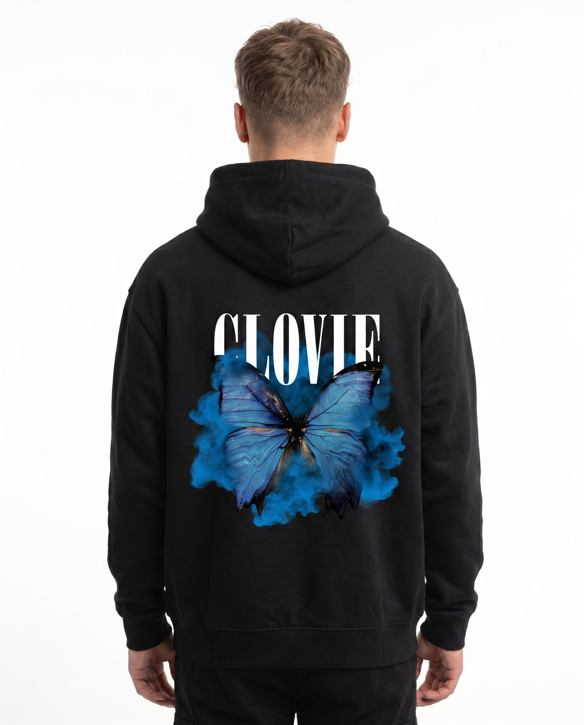 Butterfly OVS Zip Black - model back print