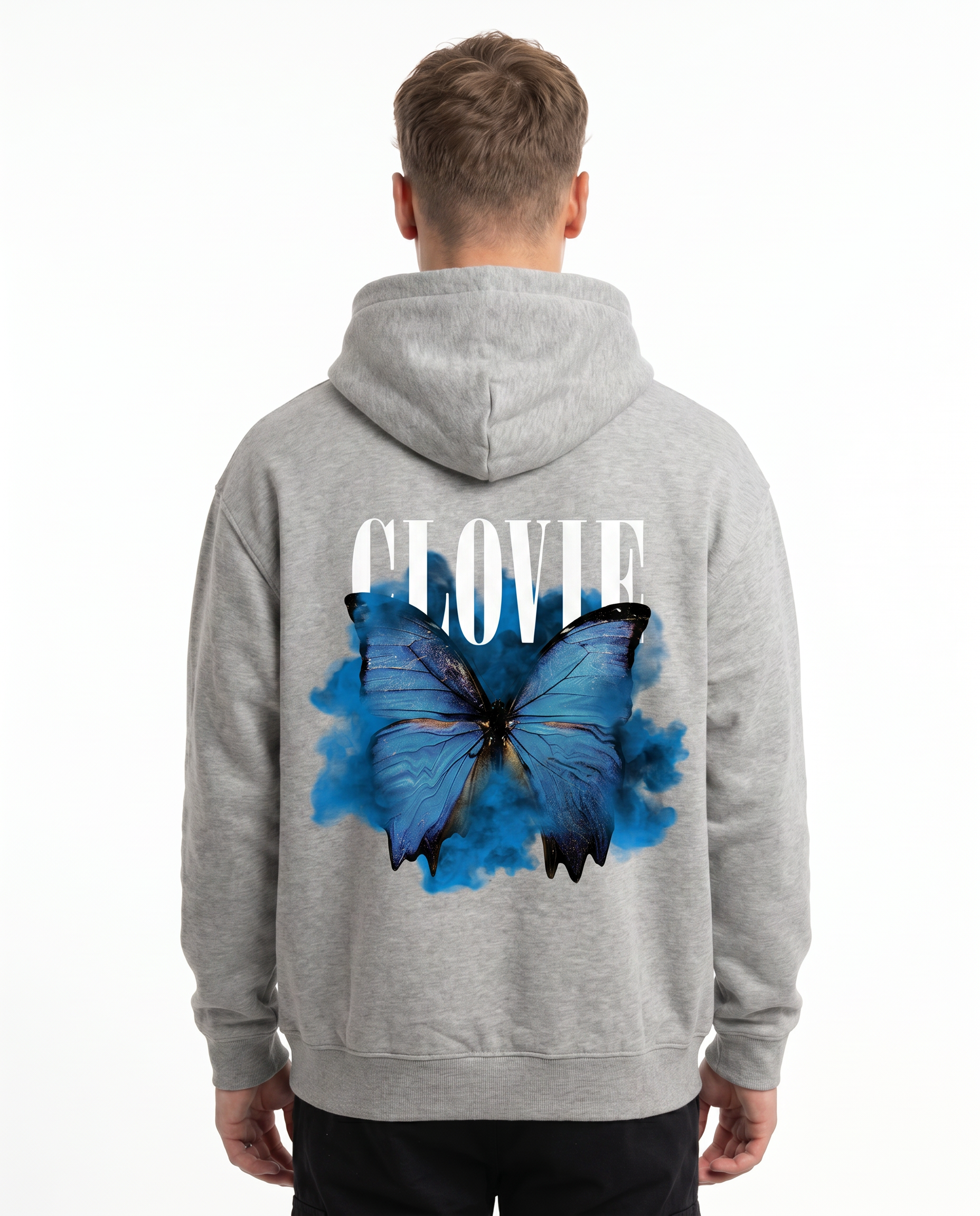 Butterfly OVS Zip Light Asphalt - model back print