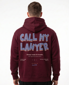 Call my lawyer Hoodie Burgundy - model back print (rollback)