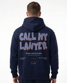 Call my lawyer Hoodie New French Navy - model back print (rollback)