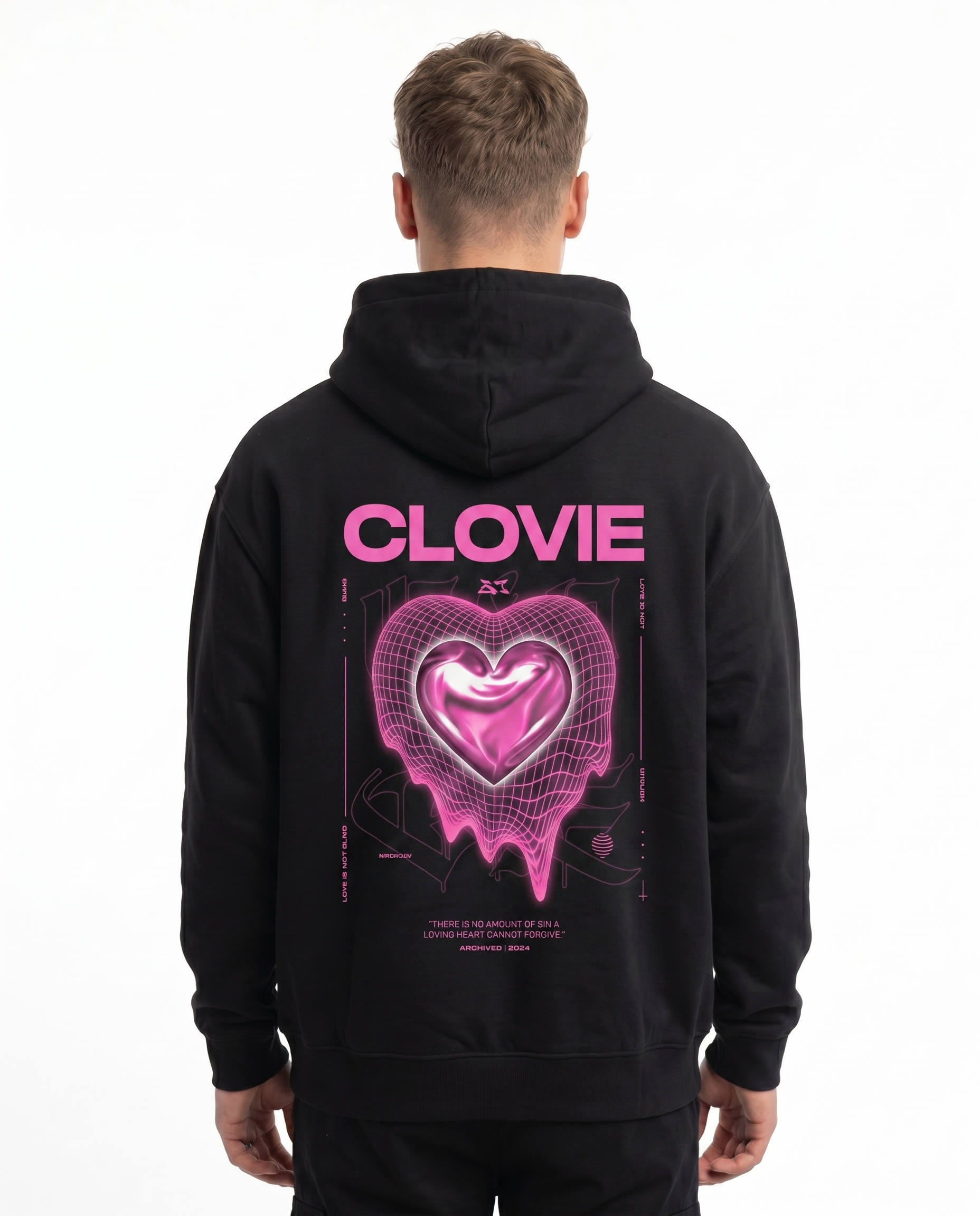 Loving heart OVS Zip Schwarz - model back print