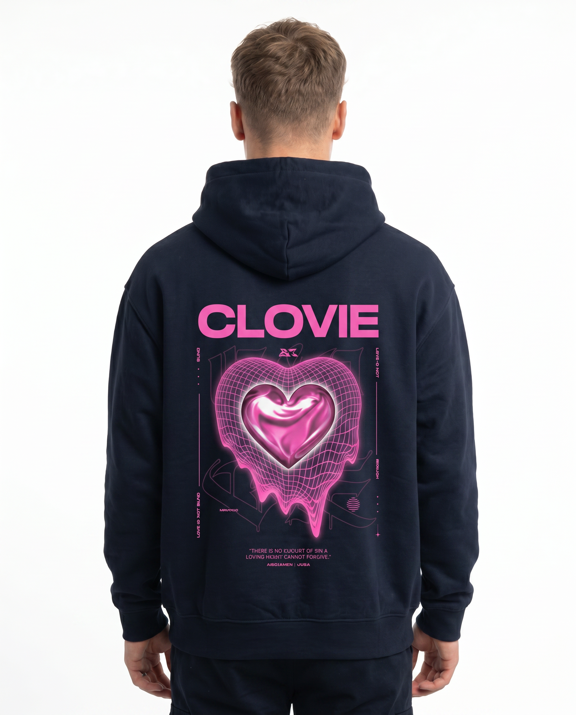 Loving heart OVS Zip French Navy - model back print