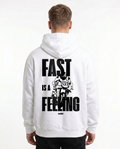 Fast is a feeling OVS Hoodie Arctic White - model back print (archive reuse)