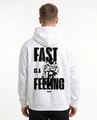 Fast is a feeling OVS Hoodie Arctic White - model back print (archive reuse)