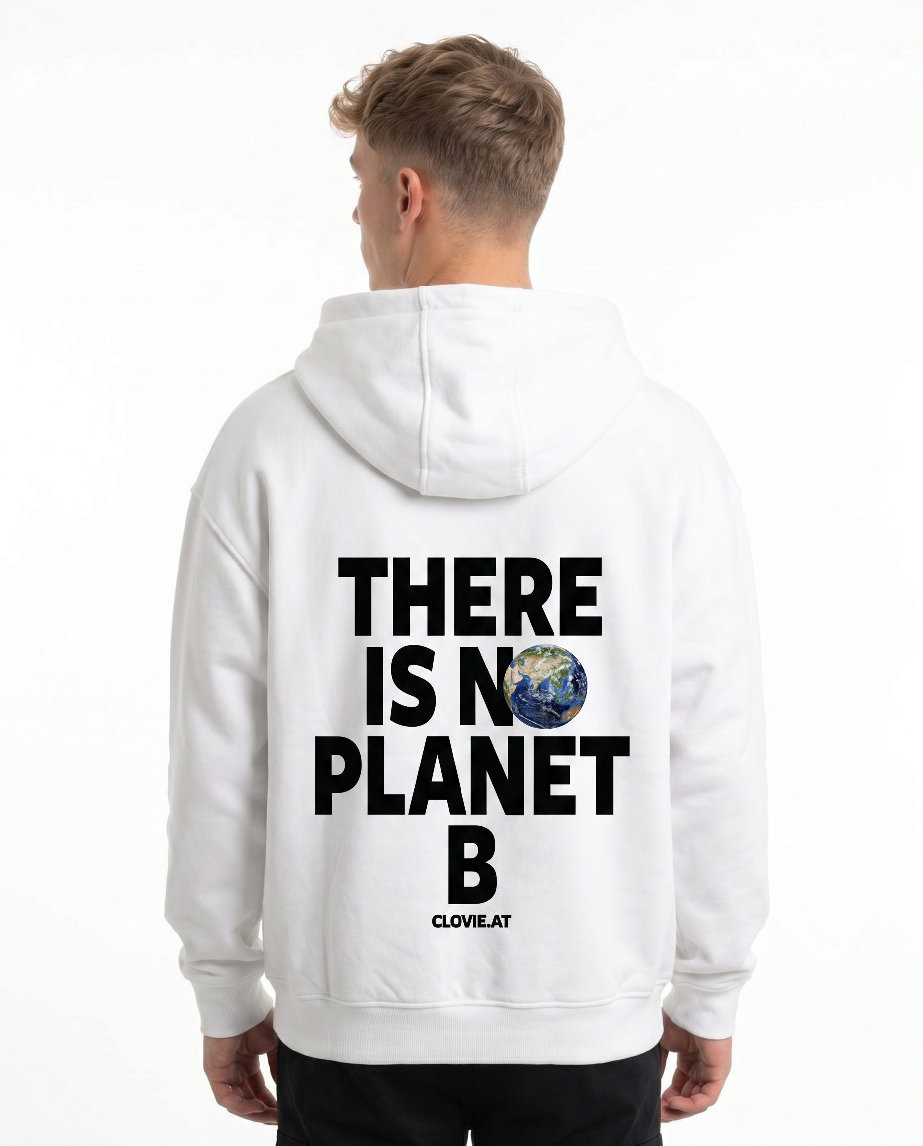 There is no planet b OVS Hoodie White - model back print