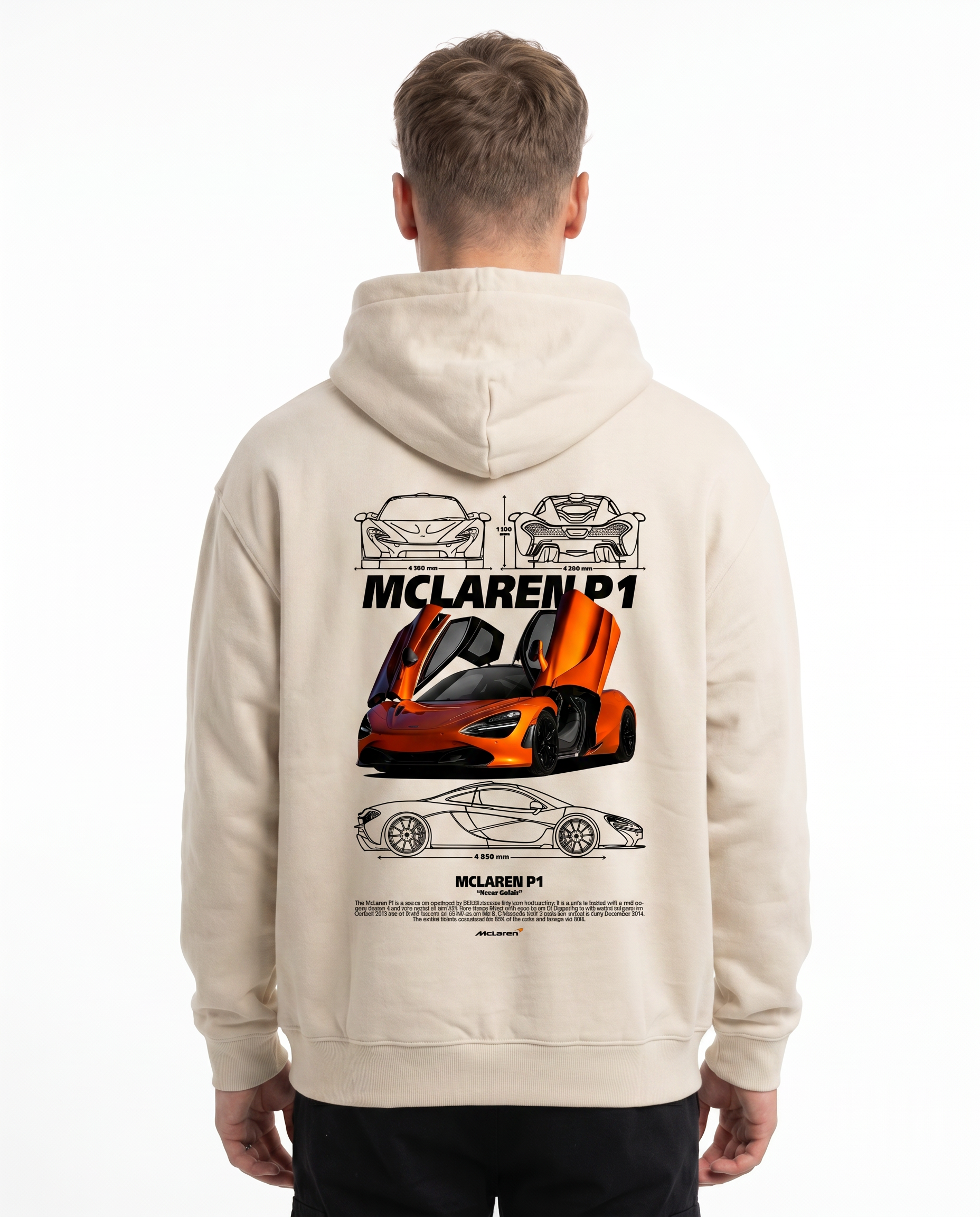 McLaren P1 OVS Zip White Sand - model back print H.A 1:1