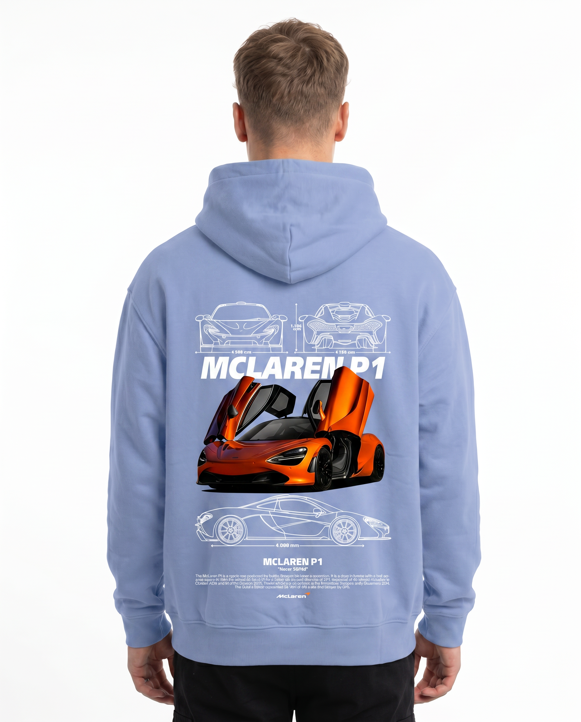 McLaren P1 OVS Zip Powder Blue - model back print H.A 1:1