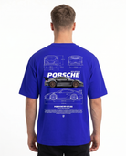 Porsche 911 GT3 RS Oversized Tee Cobalt Blue - model back print