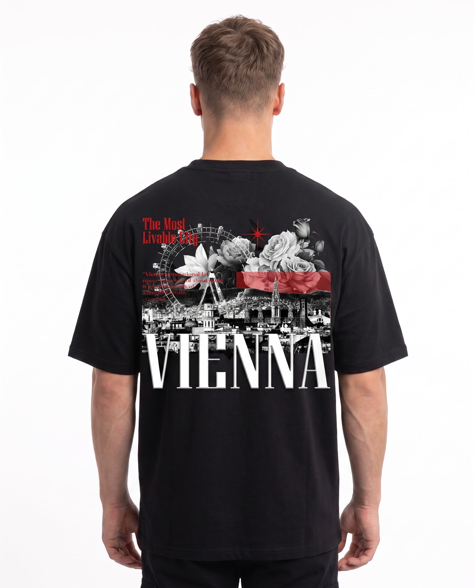 Vienna OVS Tee Black - model back print