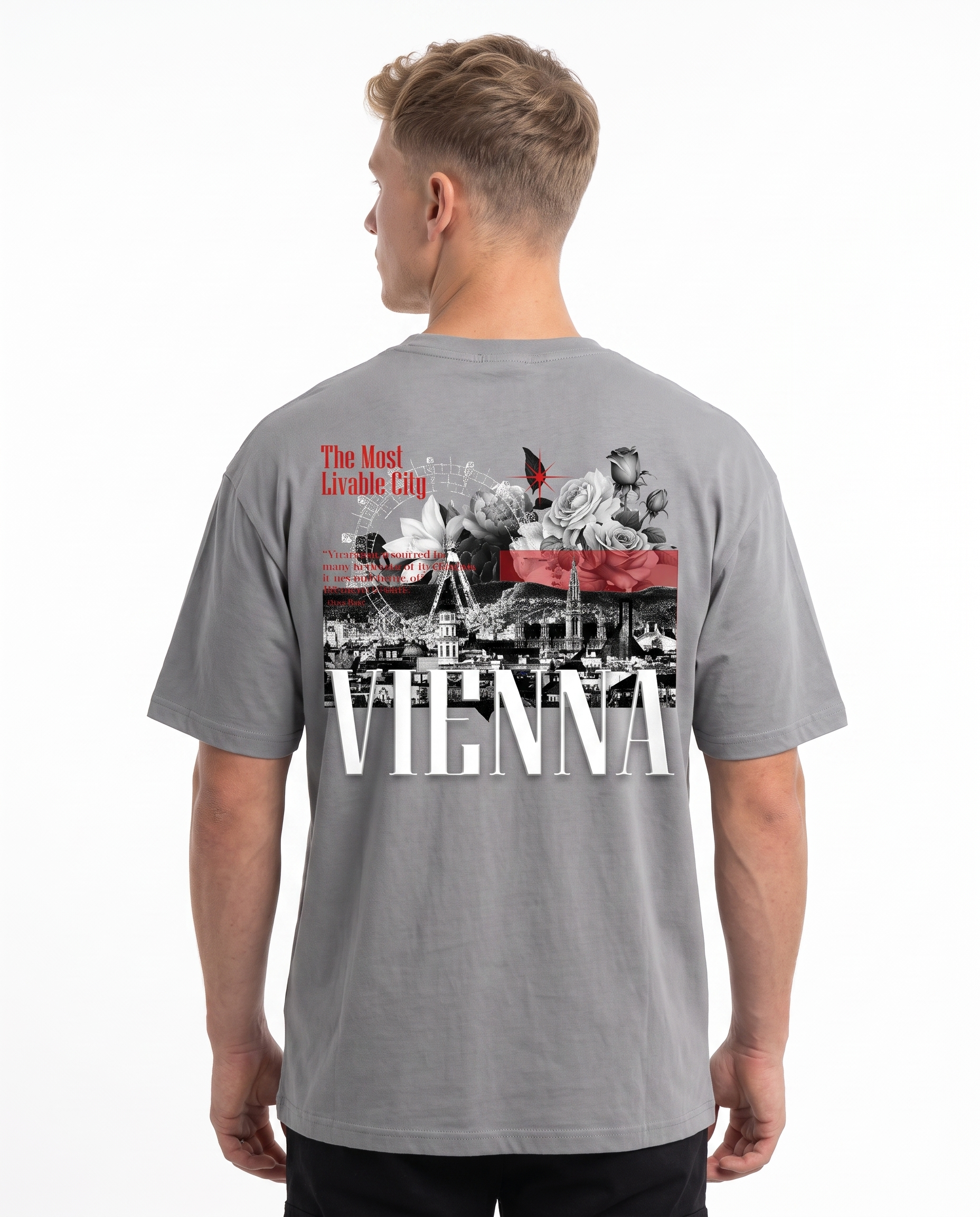 Vienna OVS Tee Grey - model back print
