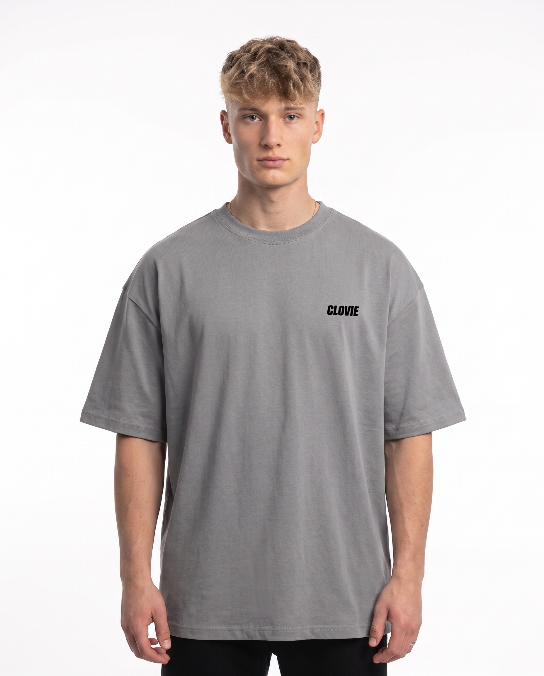 Need money for porsche Oversized Tee Grey - model front