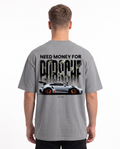 Need money for porsche Oversized Tee Grey - model back print