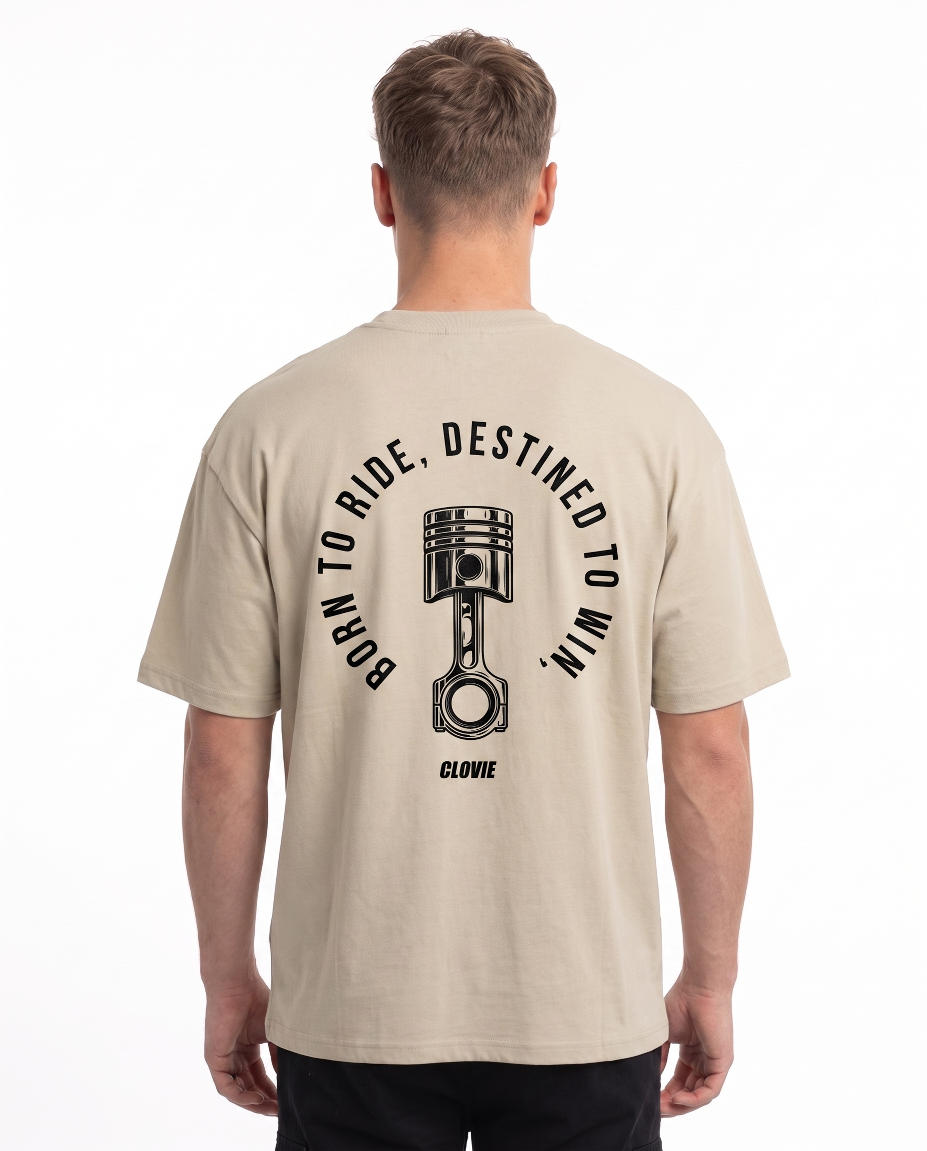 Born to ride Oversized Tee Sand - model back print