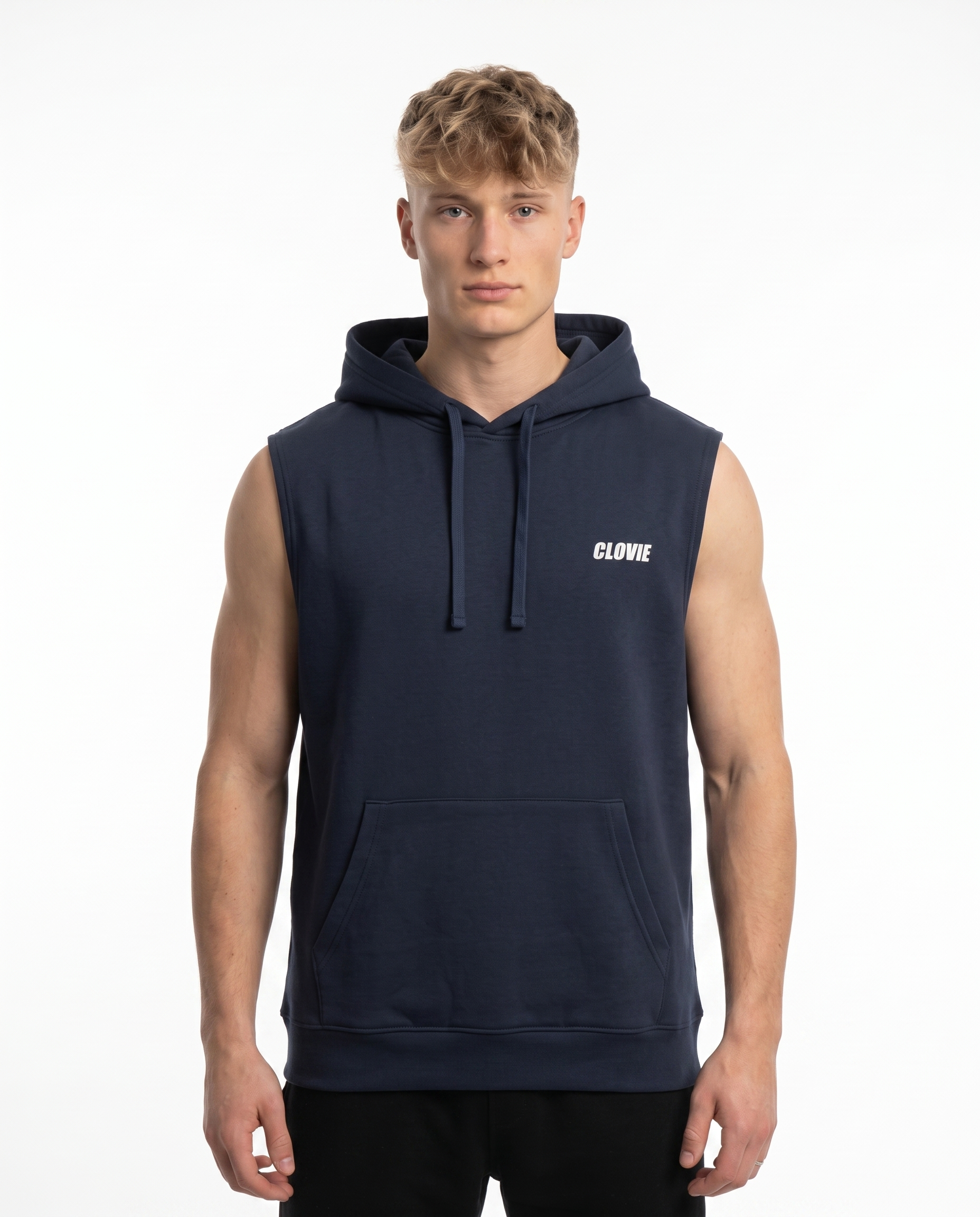 Make your dreams come true Sleeveless Hoodie Navy - model front