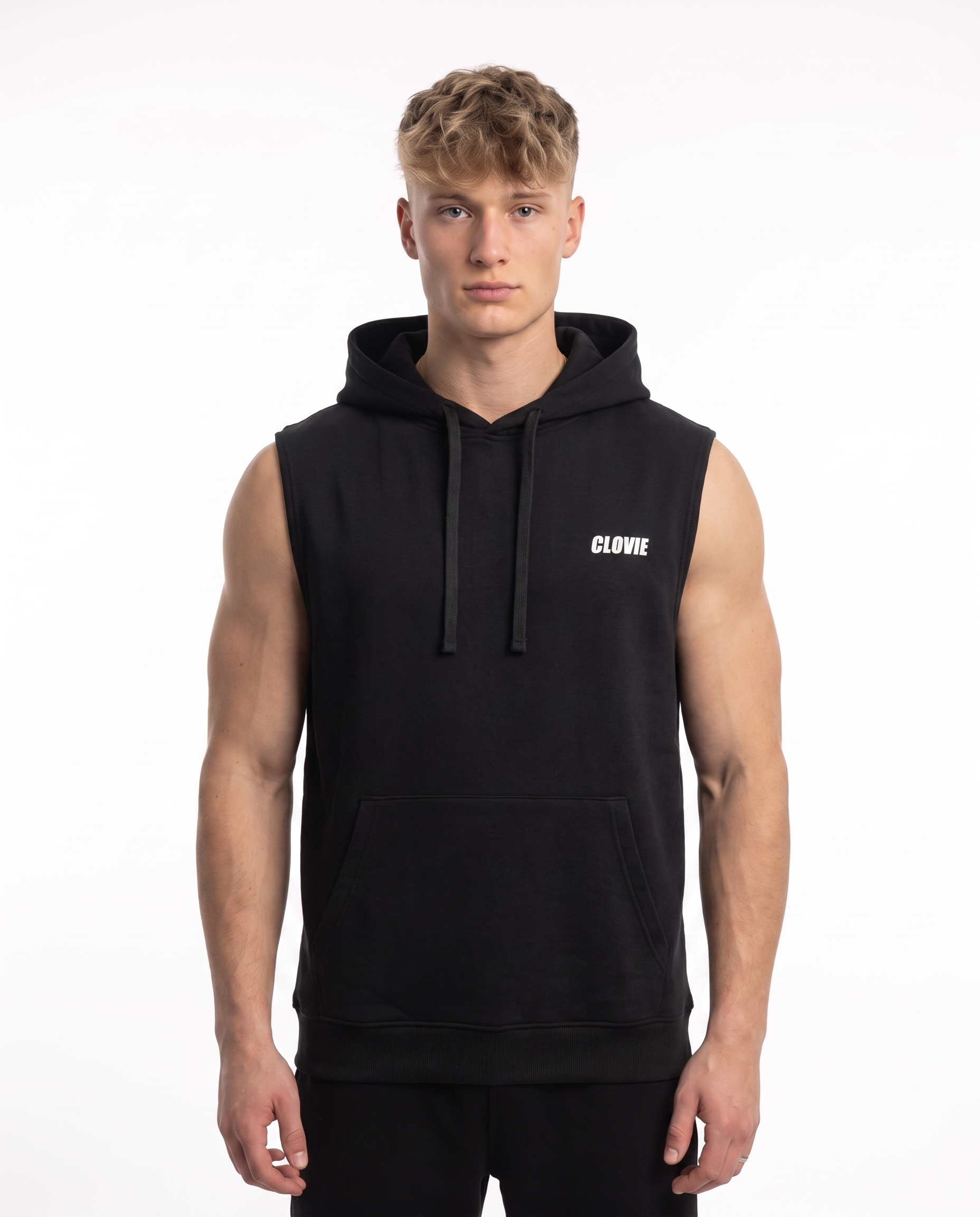 Make your dreams come true Sleeveless Hoodie Black - model front