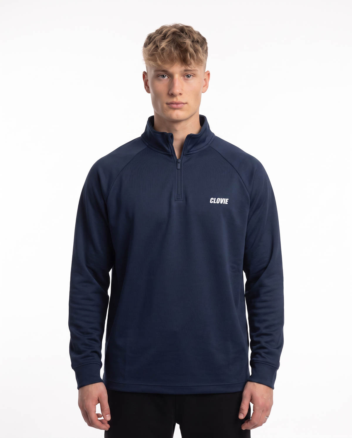 Make your dreams come true Half-Zip Longsleeve Navy Blue - model front