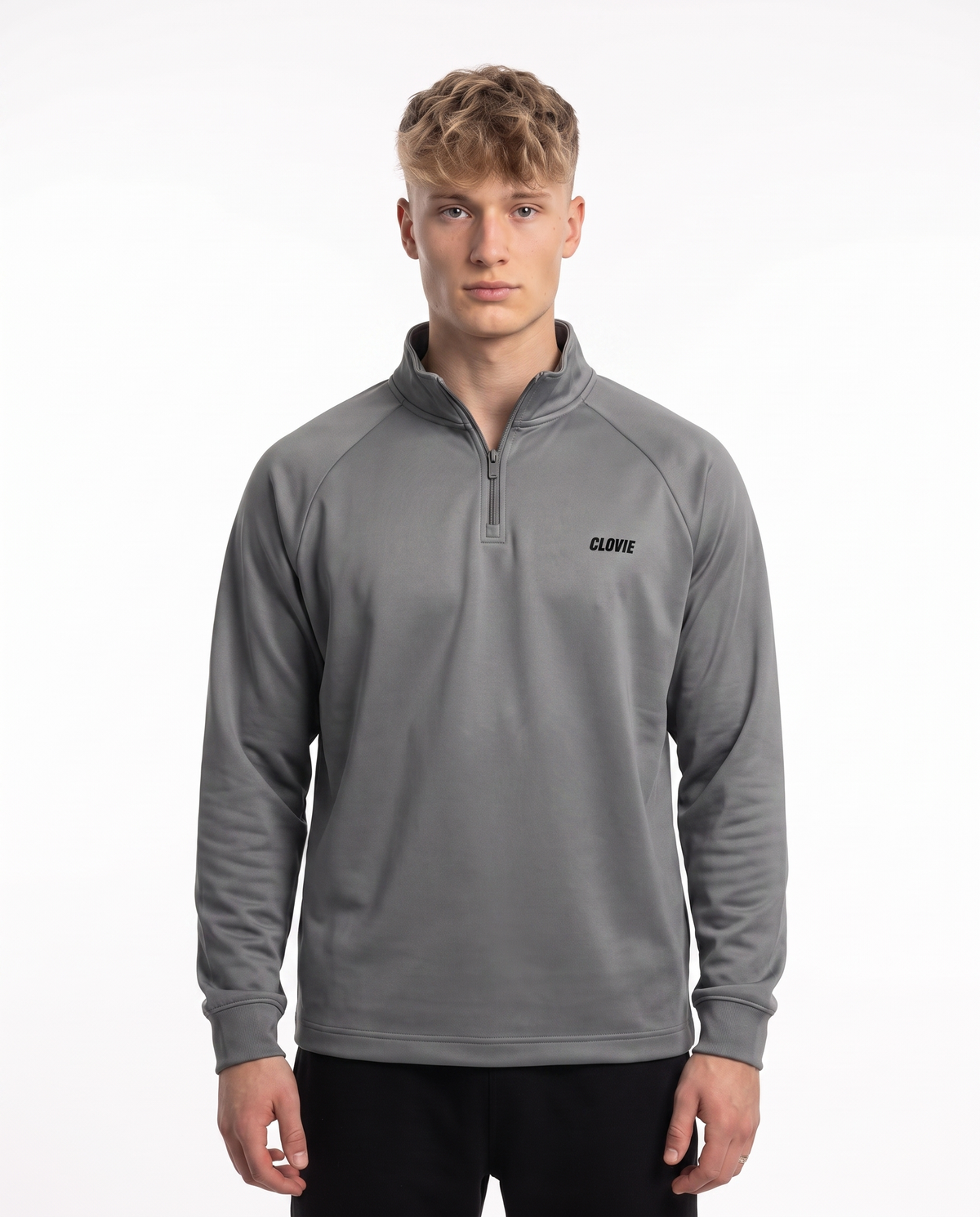 Half-Zip Longsleeve Grey - model front v3