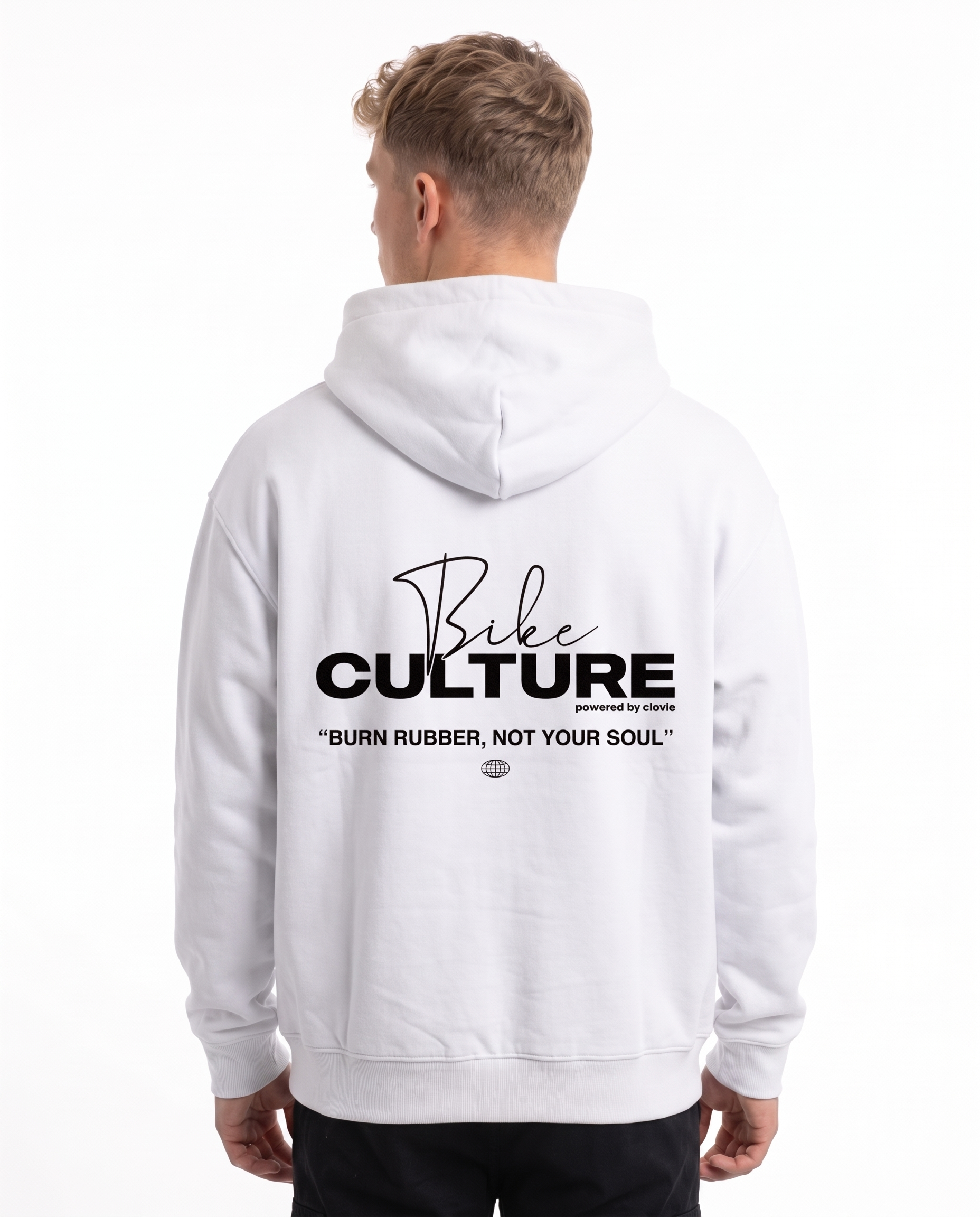 Bike culture OVS Zip White - model back print