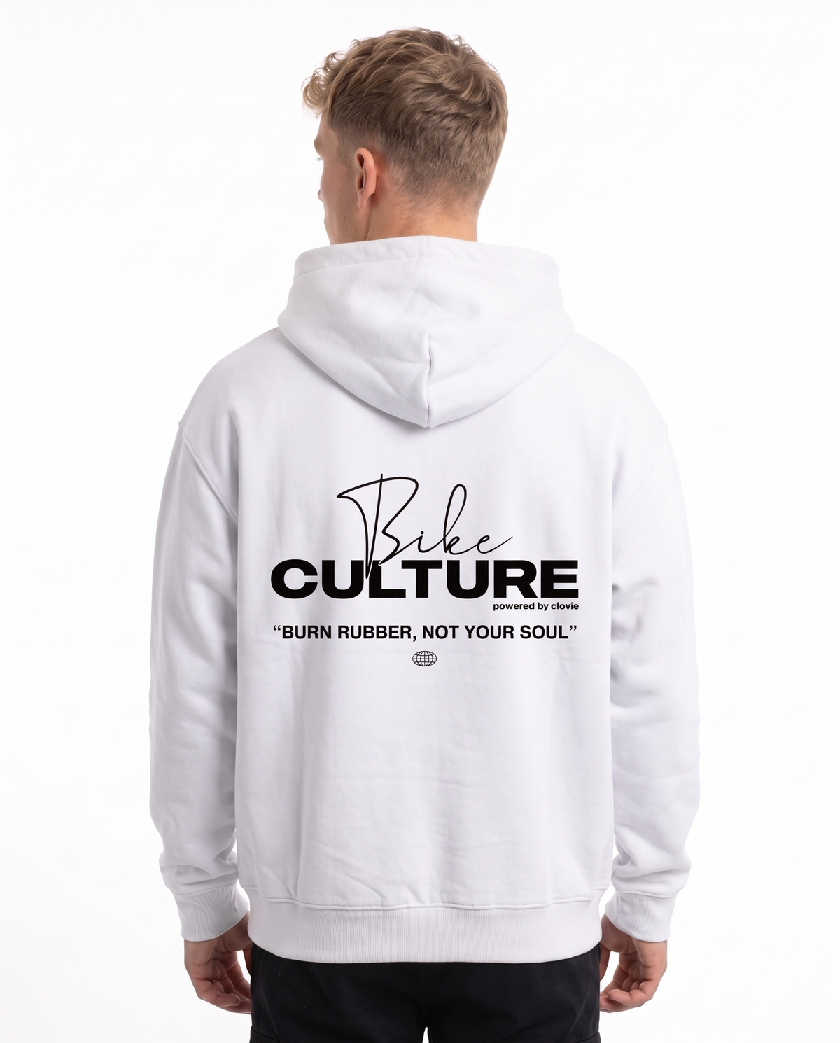 Bike culture OVS Zip White - model back print